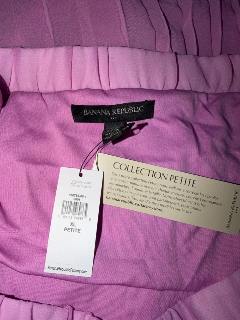 Banana Republic Ladies Pleated Lilac Midi Skirt. Petite. NWT. X-large.